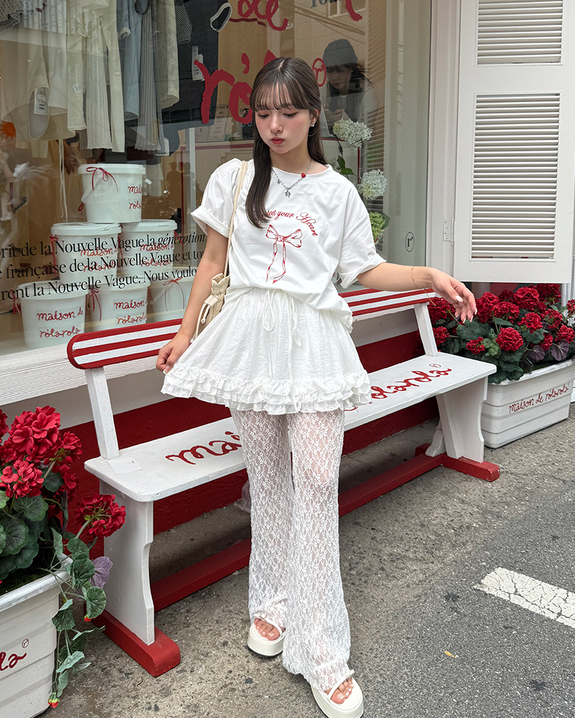 リボンイラストキャップスリーブTシャツ | ファッション通販サイト NUGU
