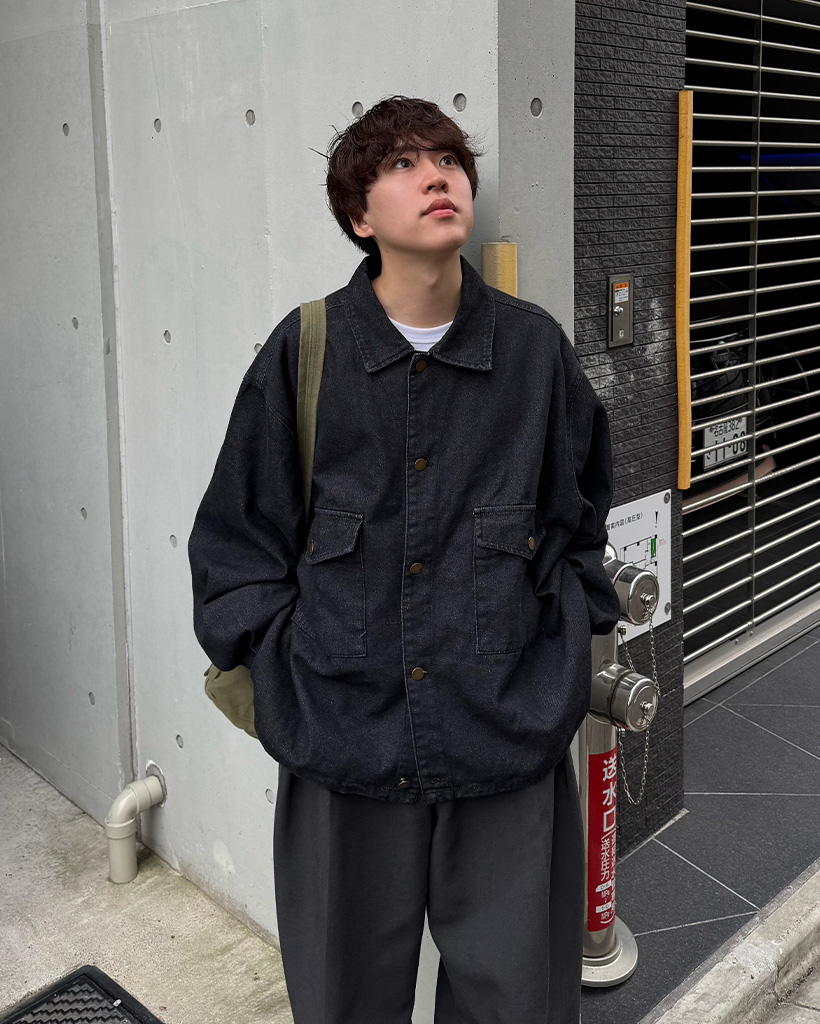 (ユニセックス) アウトポケットデニムジャケット
