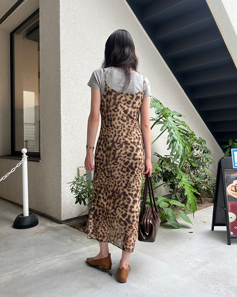 Sea New York レオパード柄 フリル パフスリーブ ロングワンピース Sea New York レオパード柄 フリル パフスリーブ ロングワンピース