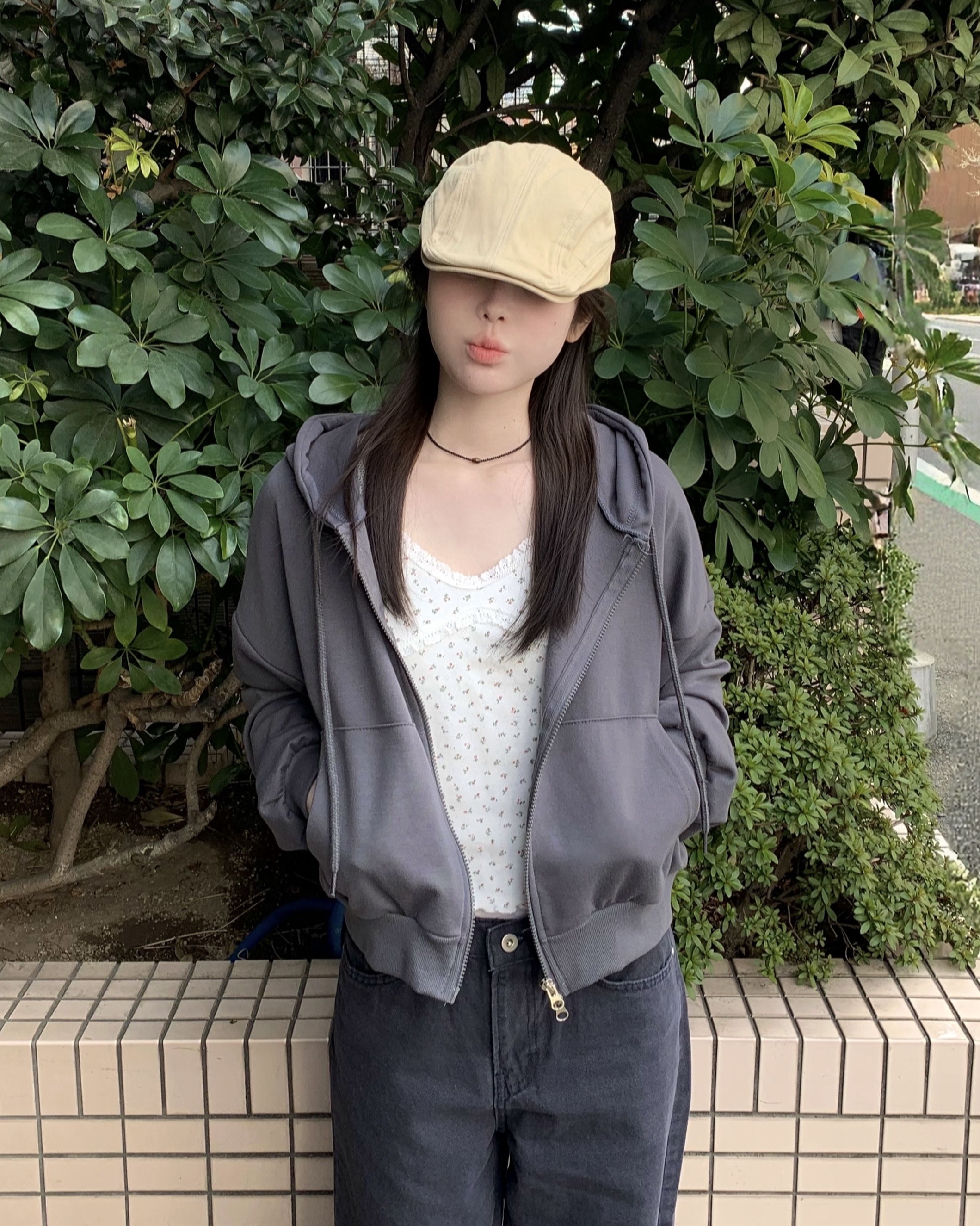 ベーシックフードダブルジップパーカー