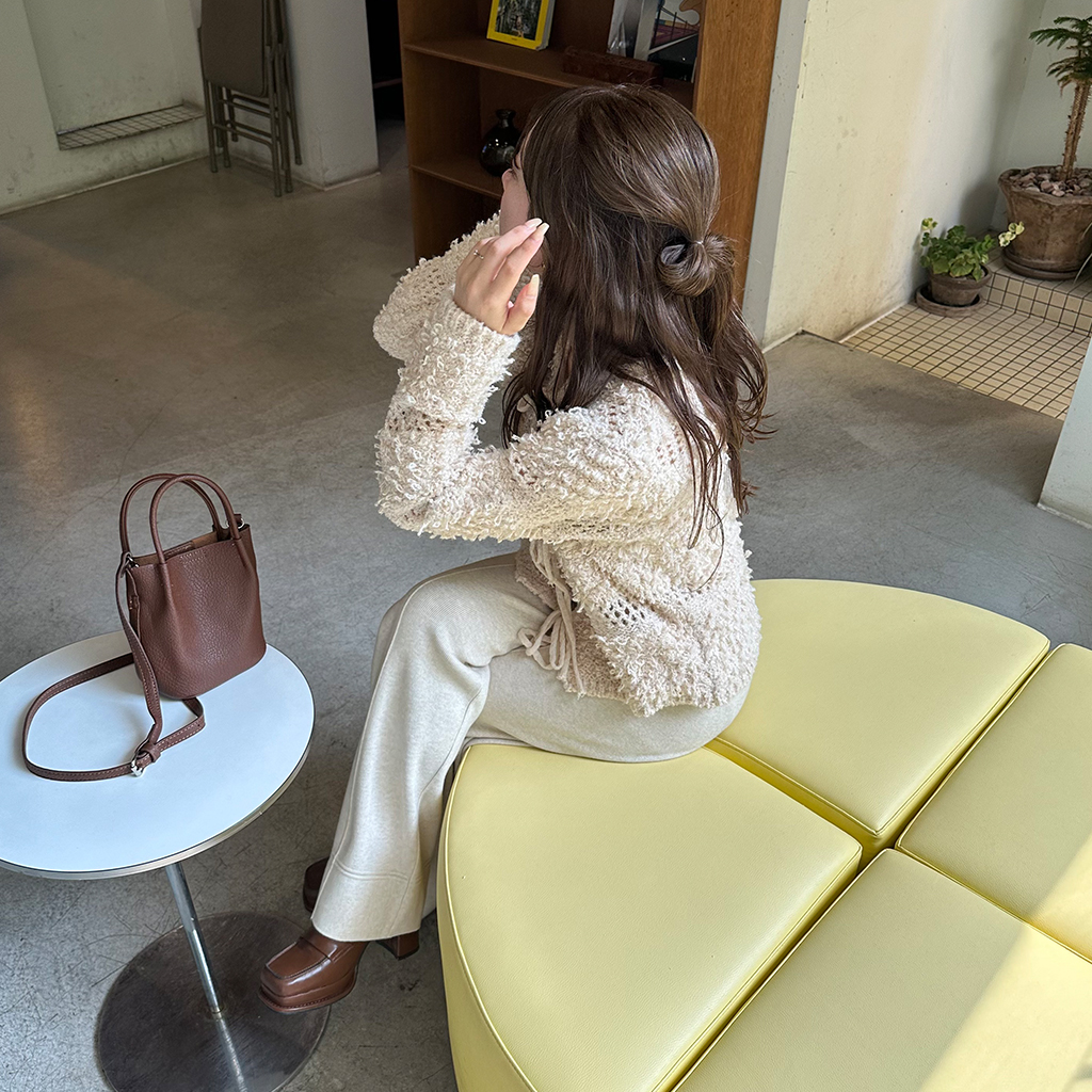 ★LEONARD★カンカン素材 首元リボン ロングカーディガン ネイビー M 訳あり レオナール ロングカーディガン カンカン素材 トリム