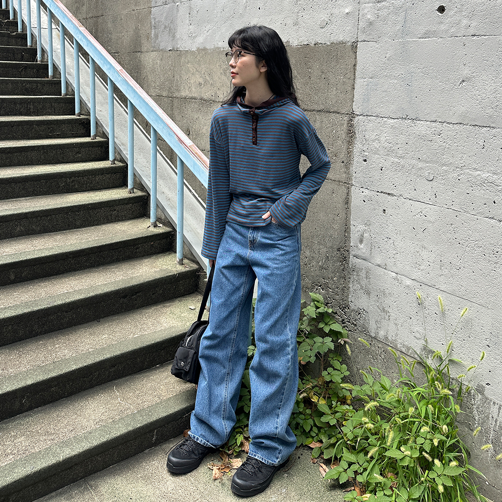 doorzo　tumugu デニム　コクーンワイドパンツ　デニム ワイド デニムパンツ カーブ レディース デニム カーブパンツ