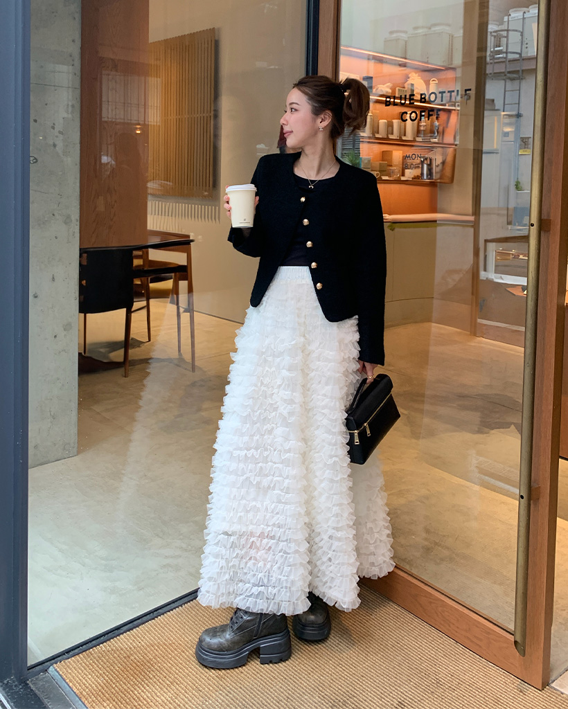 シフォンレースロングスカート