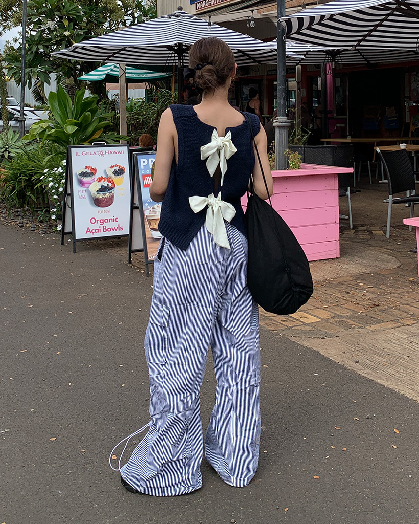 ロングドローコードストライプカーゴパンツ | ファッション通販