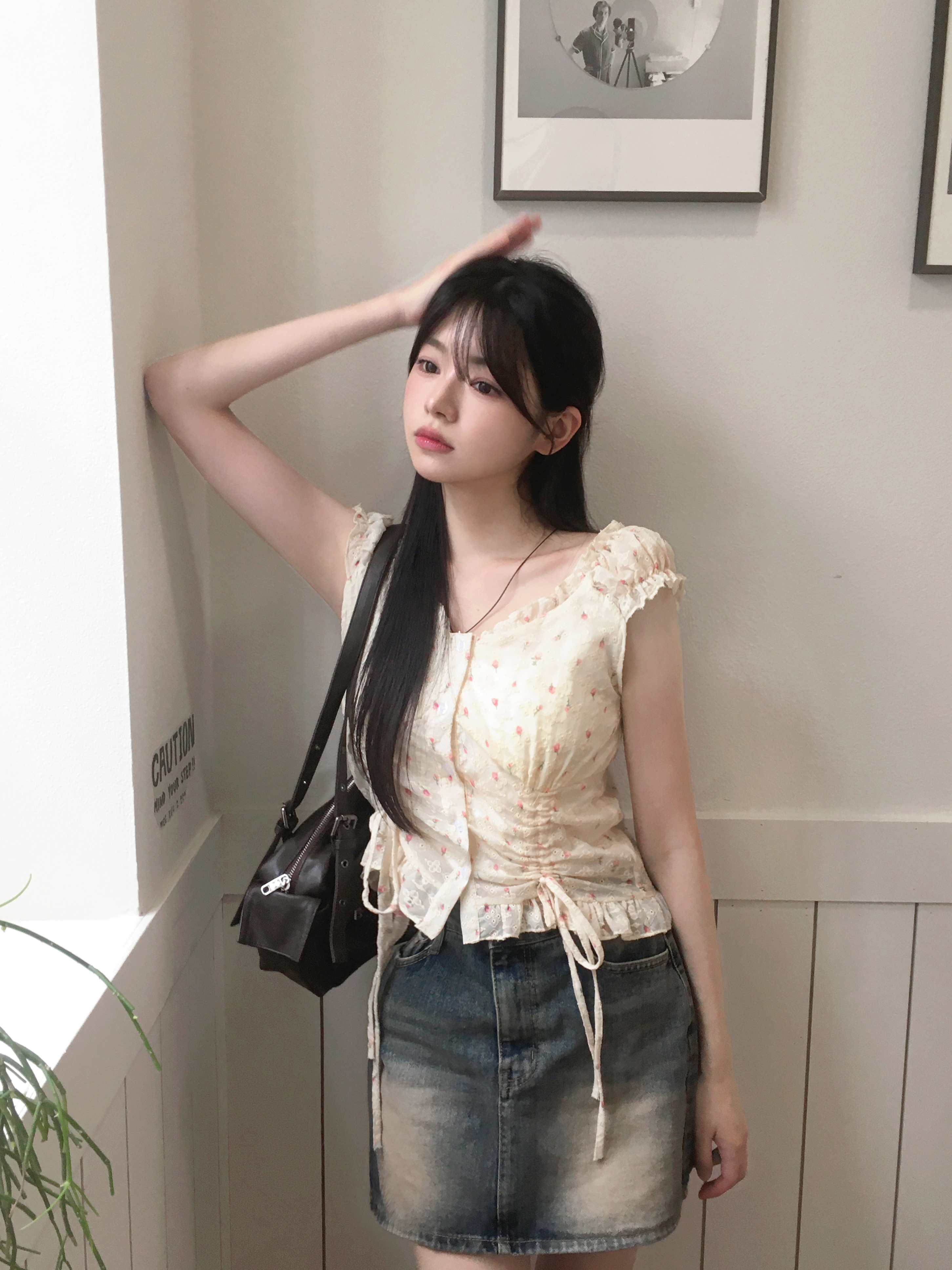 2way]フラワーフリルシャーリングブラウス | ファッション通販