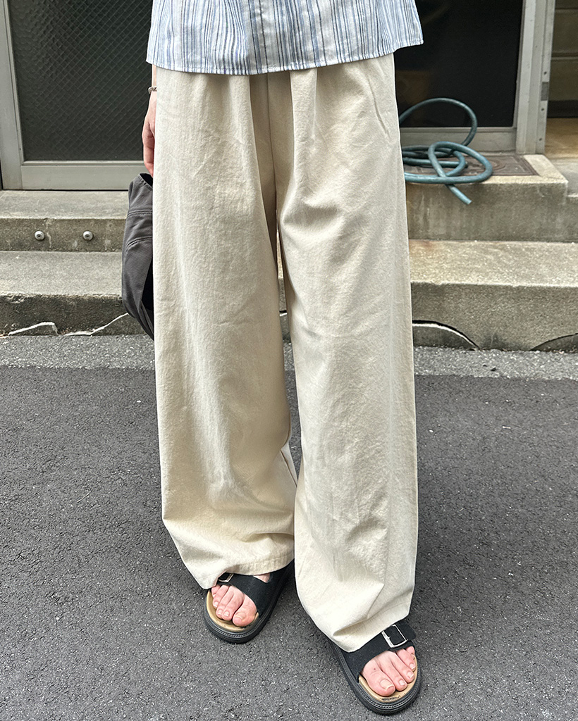 コットンワイドウエストゴムパンツ