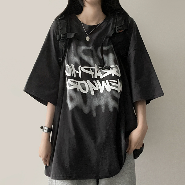 レタリングオーバーサイズ半袖Tシャツ | ファッション通販サイト