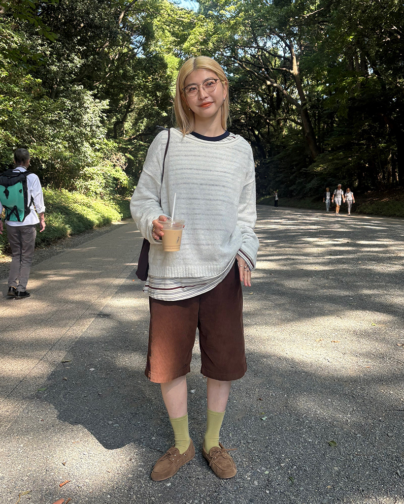 コーデュロイバックゴムバミューダパンツ