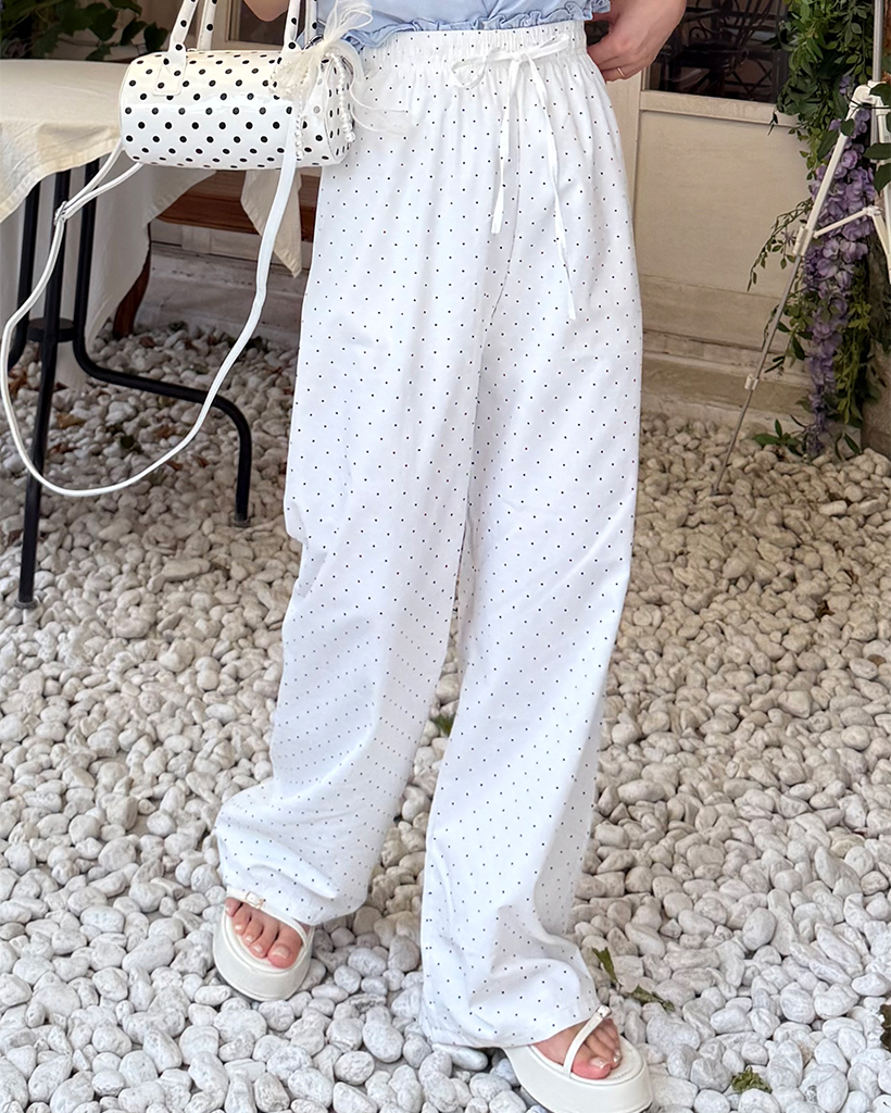ヤマダヤ　新品　vin リボン付きライトグレー ワイドストレートパンツ　9号 ライトグレーツイルワイドパンツ