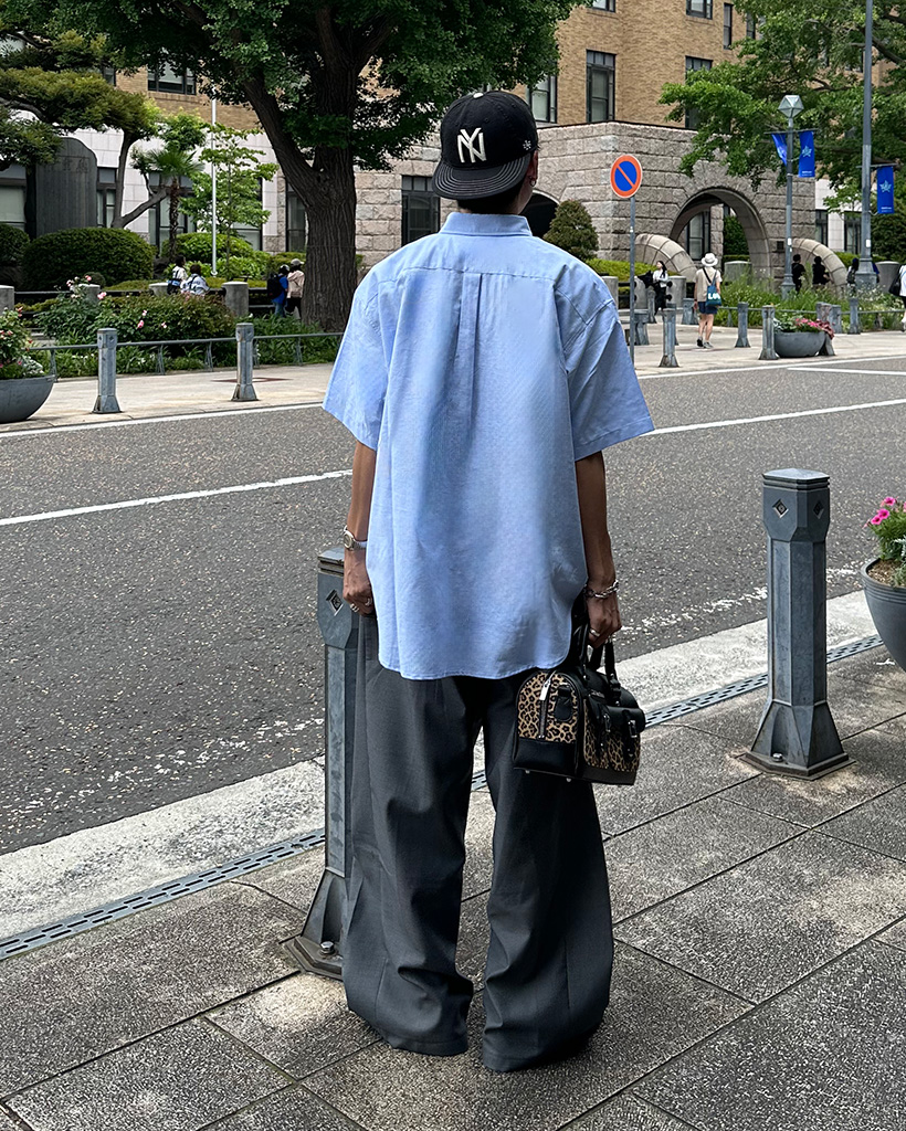 BANANATIME 半袖シャツ Mサイズ 葉柄 ホワイト/ネイビー BANANATIME