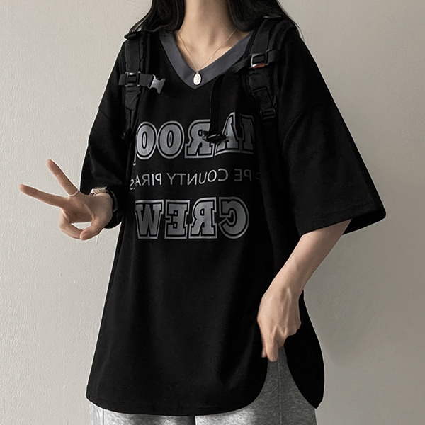 バイカラーオーバーサイズ半袖Tシャツ | ファッション通販サイト