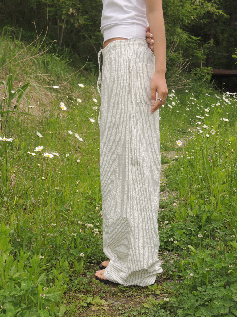 Striped Texture Wide Pants