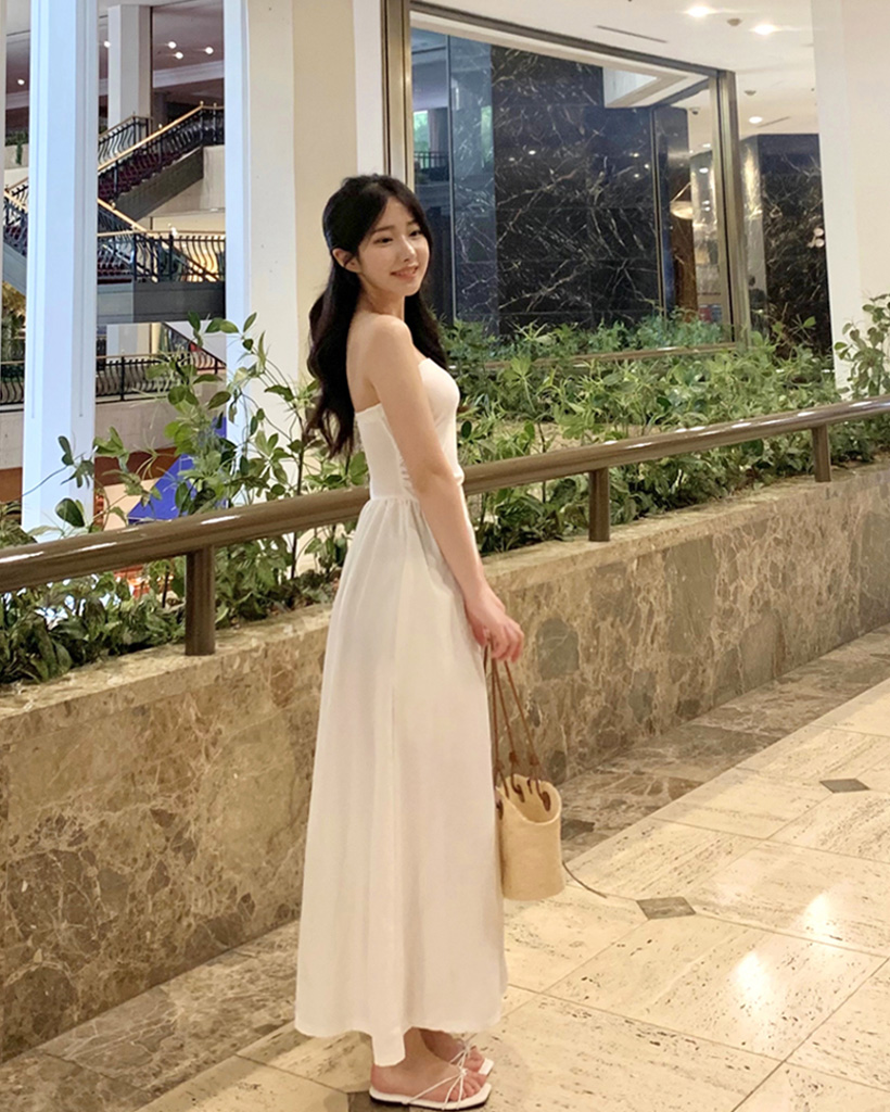 シンプルベーシックチューブトップロングワンピース | ファッション