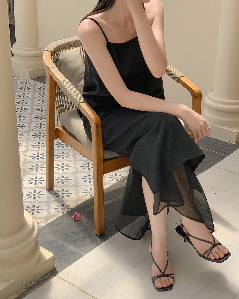 [original/S-L]シフォンレイヤードビスチェワンピース