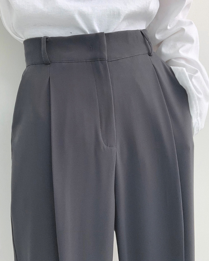 [秋再入荷][short/basic/long] 裏ゴムタック入りワイドスラックス_秋服