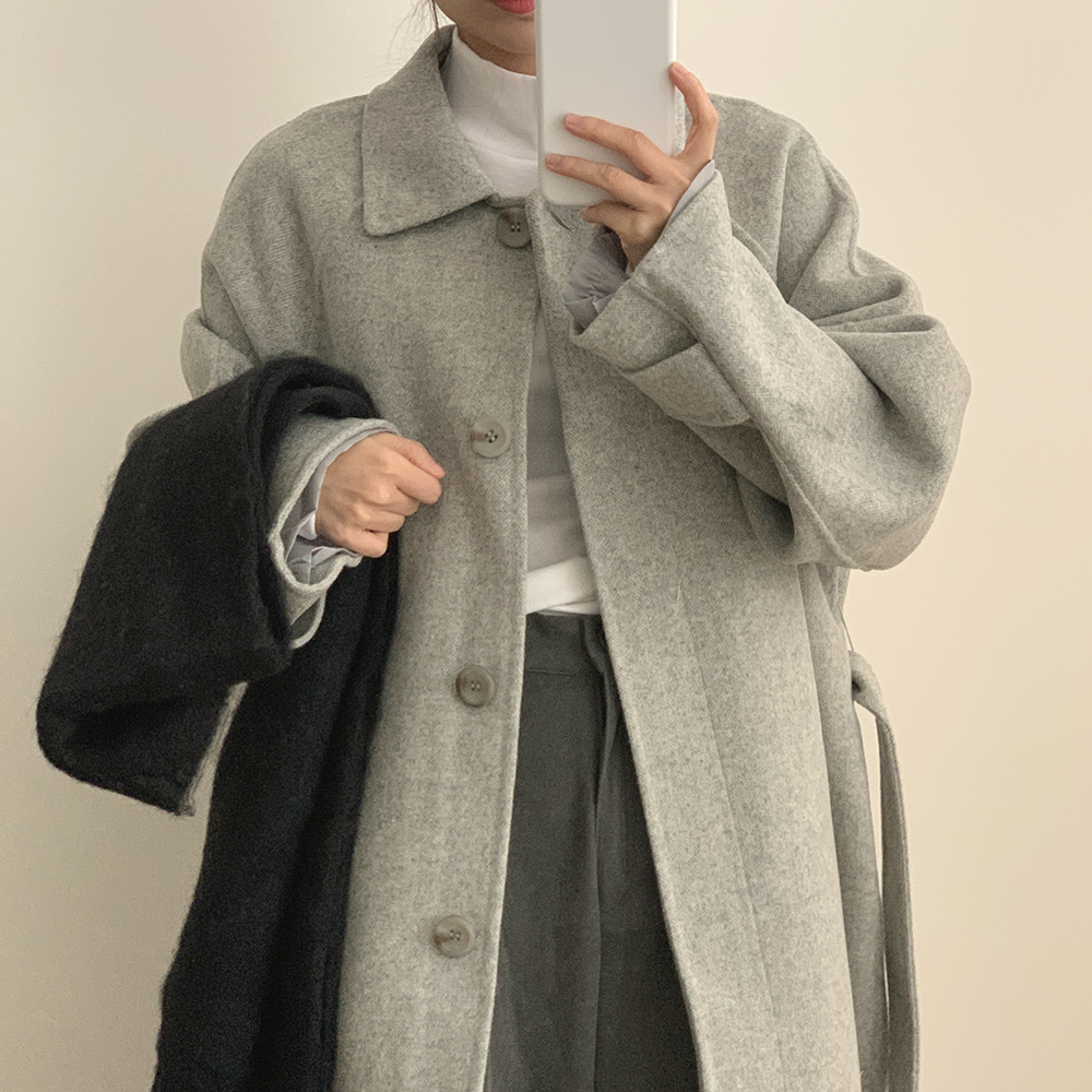 【日本製生地・作家ハンドメイド】フレンチスワンピース／ロングコート 新作｜苧麻100％・レディースロングコート｜ナチュラル文芸