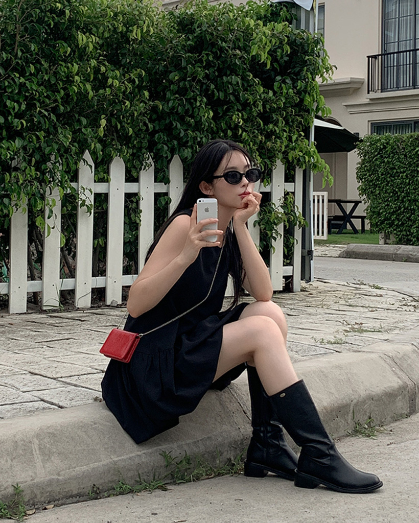 [original]ボリュームシルエット クリーンノースリーブワンピース