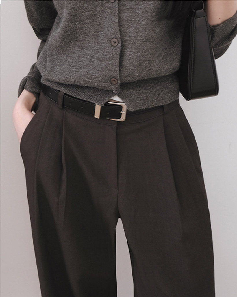 [選べる着丈] [体型カバー対応] 美脚見えピンタックワイドスラックス