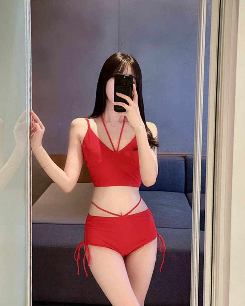 ホルターネックストラップシャーリングハイウエストビキニ