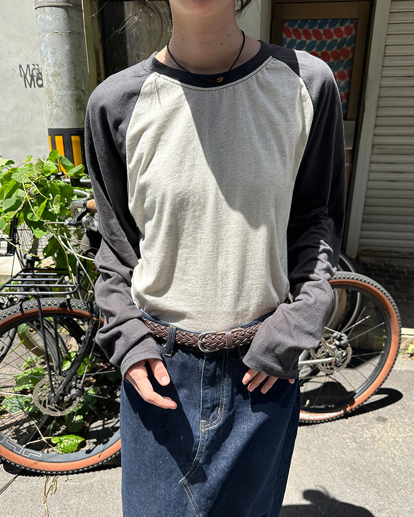 ユニセックス)ラグラン袖ポイント長袖Tシャツ | ファッション