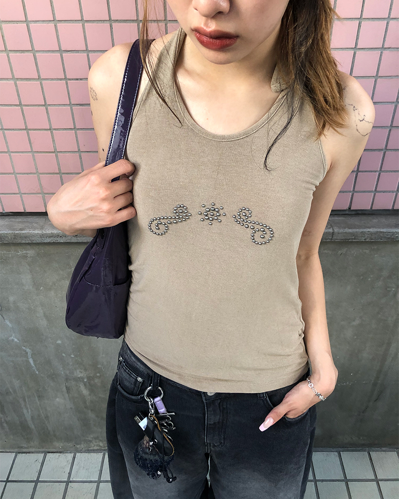 paloma wool ブラウン ホルターネック タンクトップ 6 (ROKU) - paloma wool ねこ タンクトップの通販 by m.shop