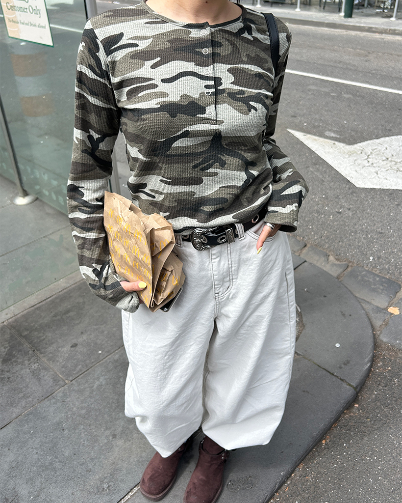 (ORIGINAL) レタリングカモロングスリーブTシャツ