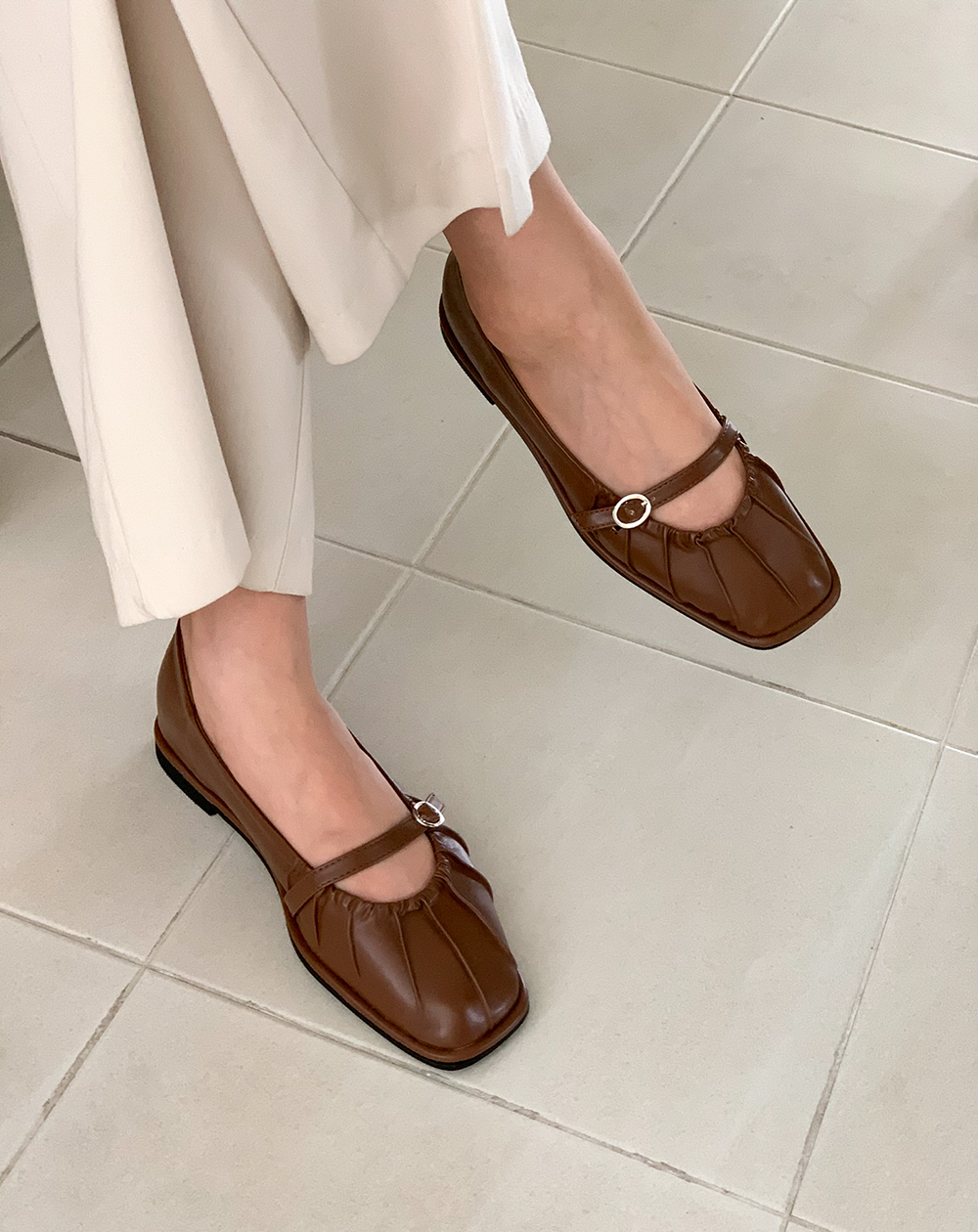 レザースクエアメリージェーンフラット 1.5cm]スクエアメリージェーンフラットシューズ | ファッション通販