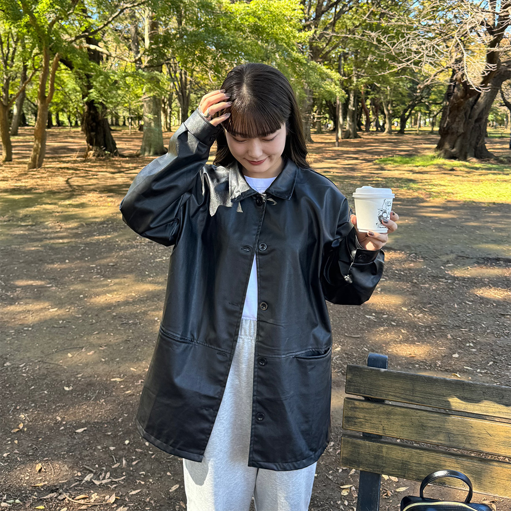 hoop NUGU hiyori レザーハーフジャケット hoop NUGU hiyori レザーハーフジャケット シングルハーフレザー