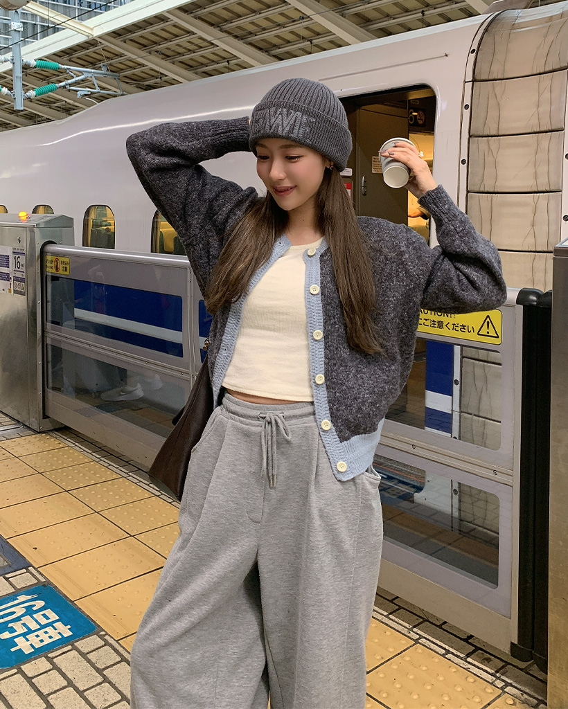 バイカラーラウンドカーディガン | ファッション通販サイト NUGU