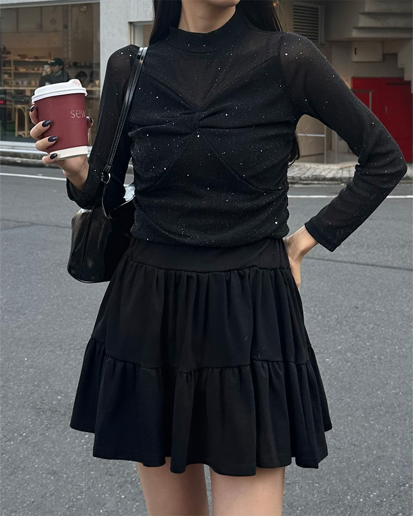 グリッターシースルートップス