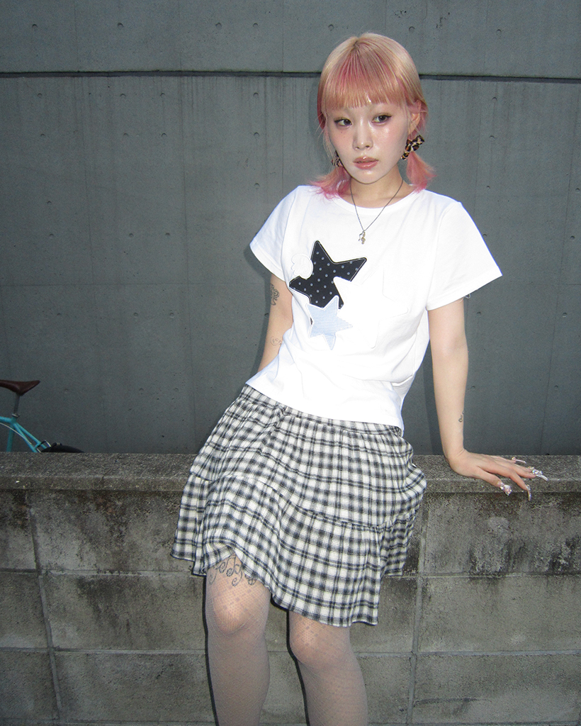 Fancy Club X haku] MIX STAR ANGEL PATCH TEE (WHITE) F25QB117