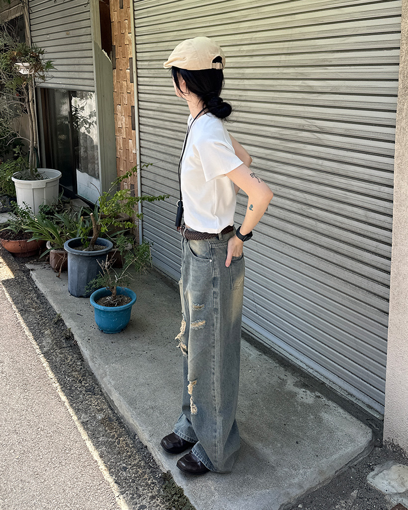 ヴィンテージデストロイドデニムパンツ | ファッション通販サイト NUGU