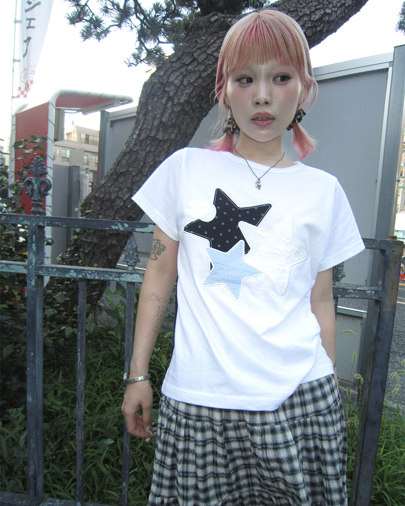 Fancy Club X haku] MIX STAR ANGEL PATCH TEE (WHITE) F25QB117