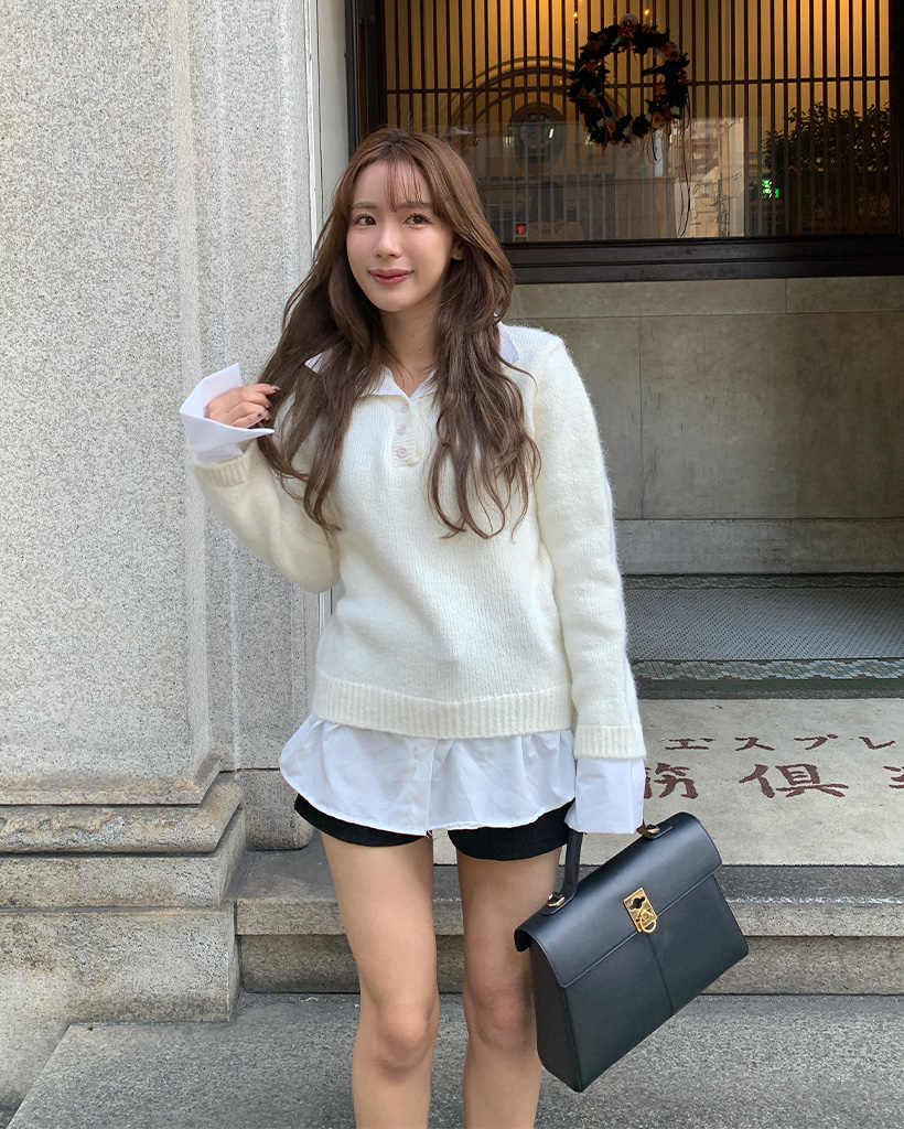 シンプルシャツレイヤードニット | ファッション通販サイト NUGU