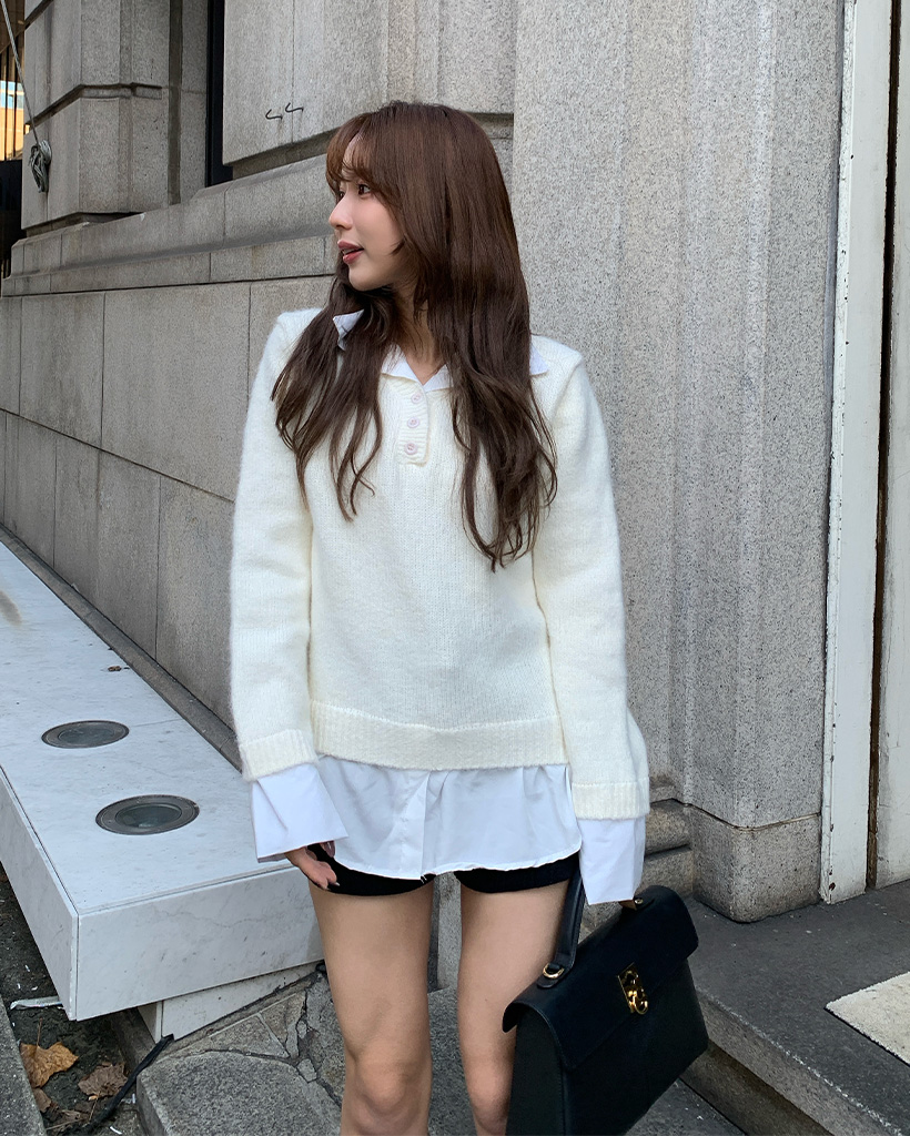 シンプルシャツレイヤードニット | ファッション通販サイト NUGU