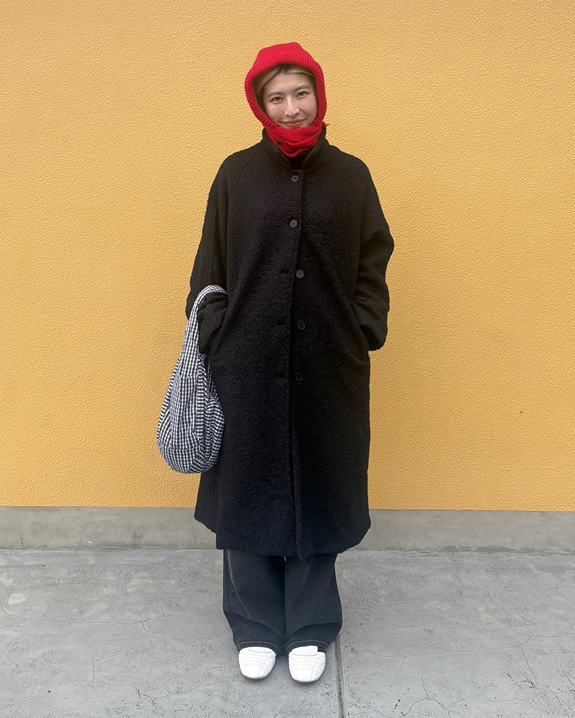 ラグランショルダーウールミックスロングコート