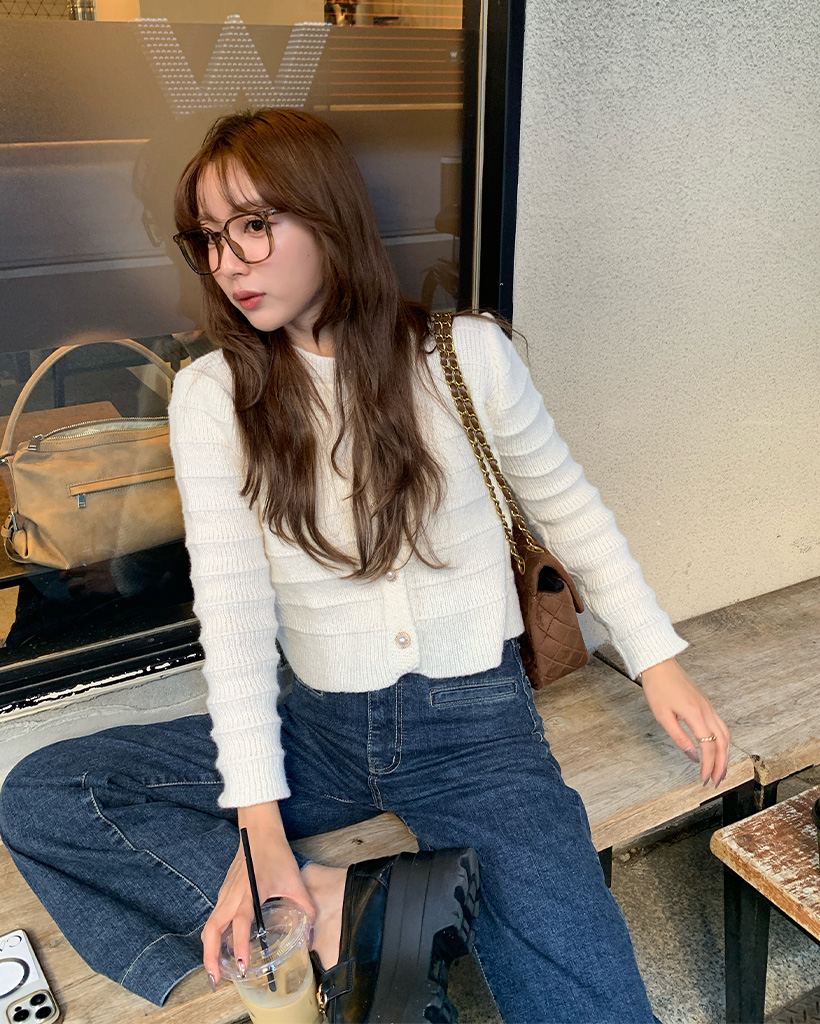 パールボタンニットカーディガン