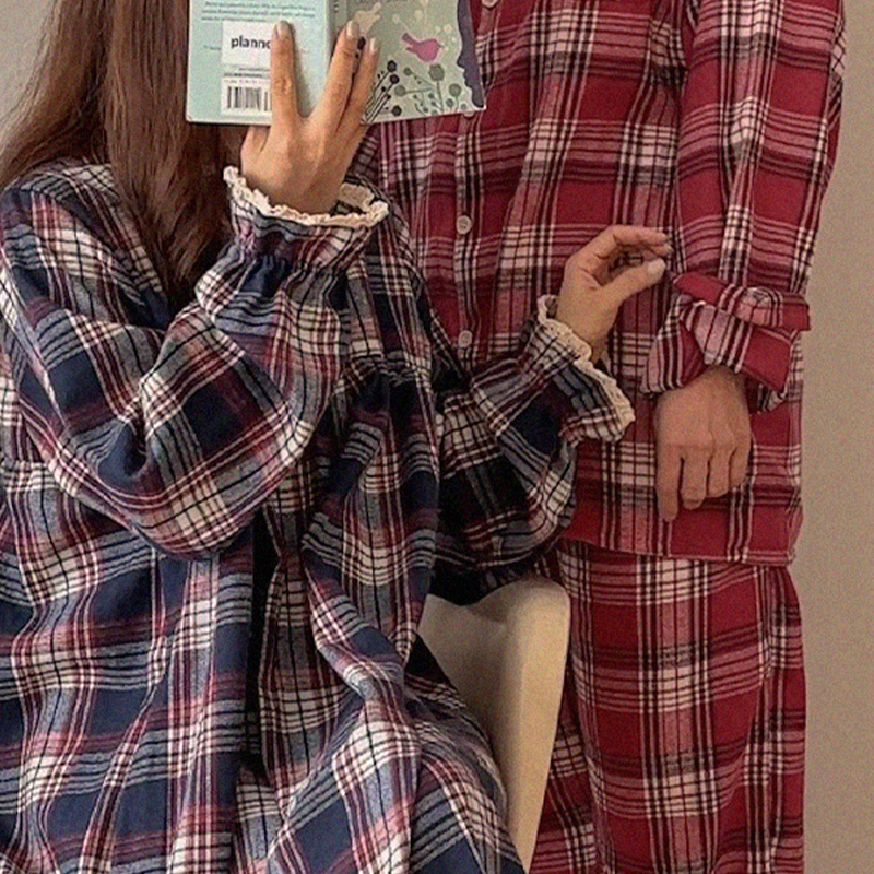 [3type]ピーチ起毛クリスマスチェックパジャマセット