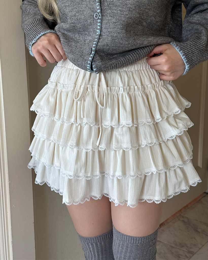 ウエストゴムレースカンカンミニスカート