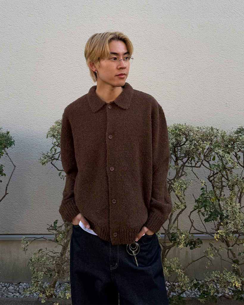 （ユニセックス）カラーボタンカーディガン