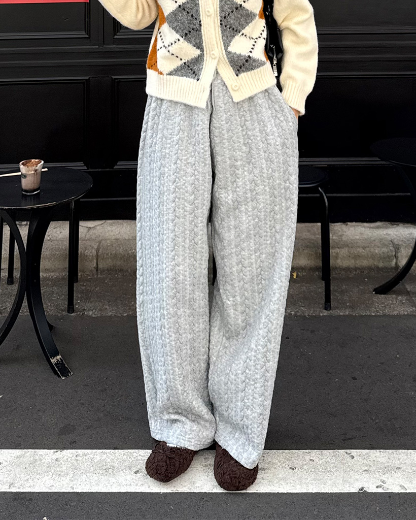 ケーブルニットウエストゴムパンツ