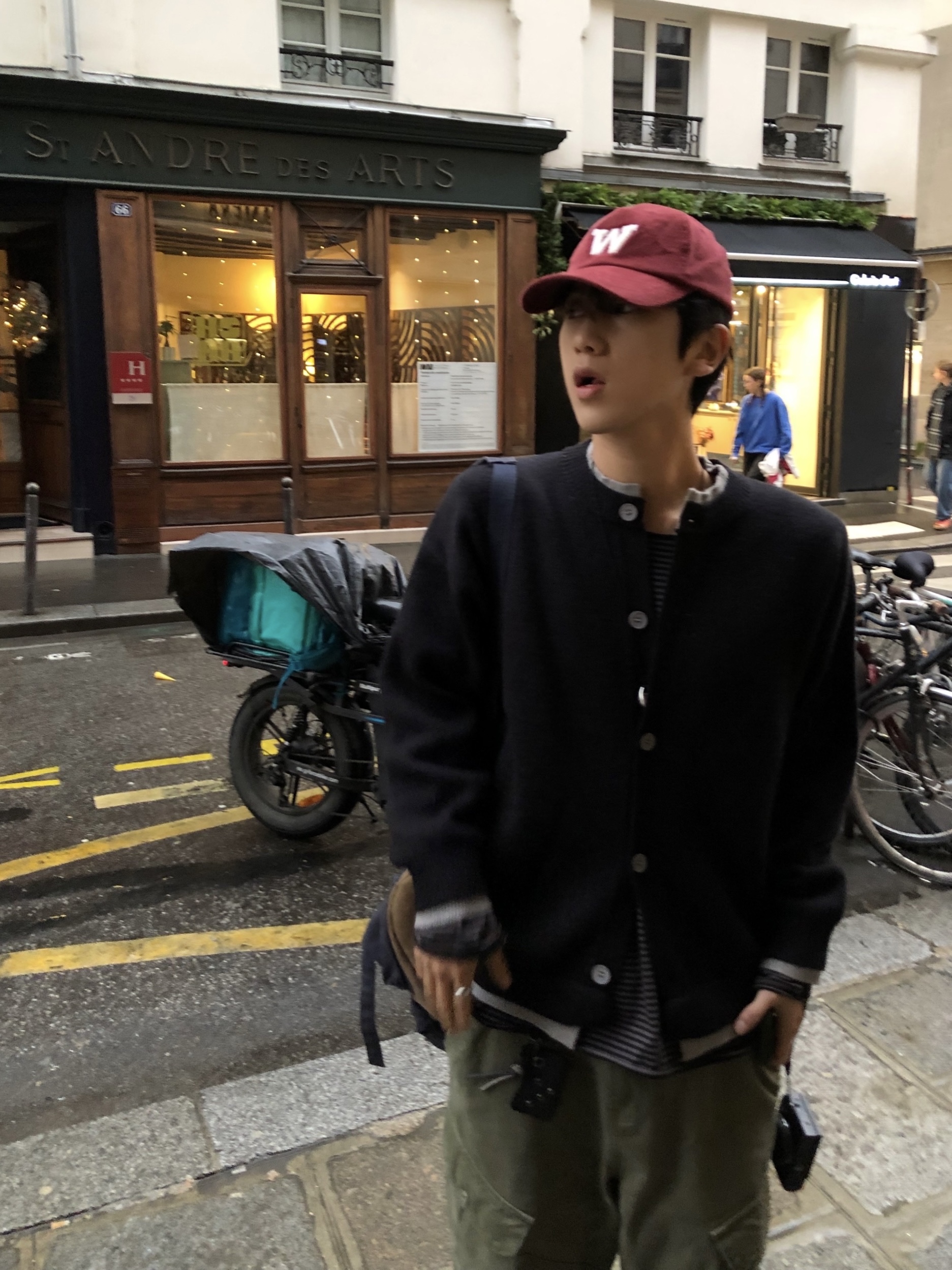 (2color)レイヤードクルーネックカーディガン