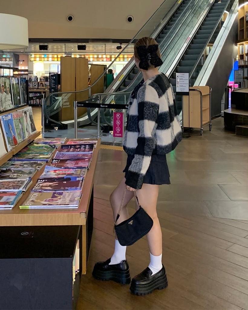 Darich クロップドジャケット ブラック ホワイト チェック Darich クロップドジャケット ブラック ホワイト チェック