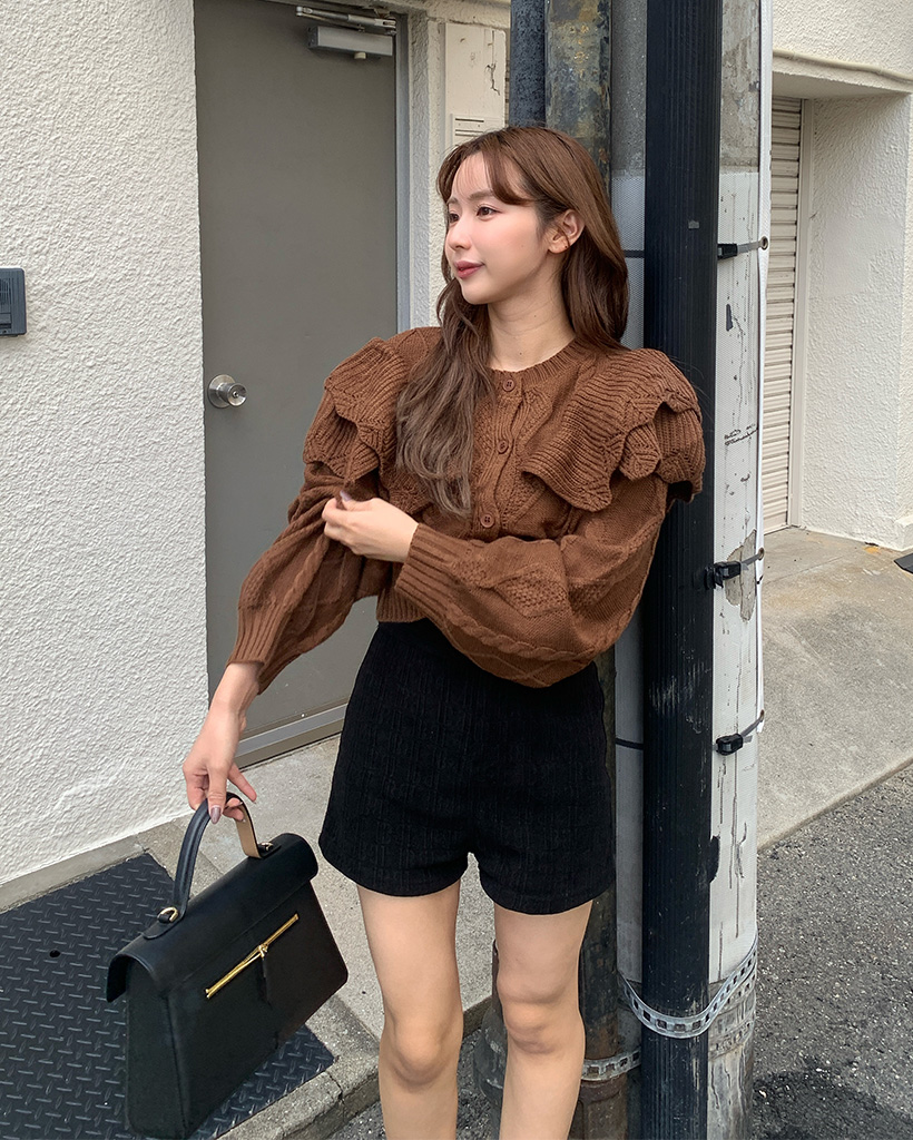 フリルニットクロップカーディガン | ファッション通販サイト NUGU
