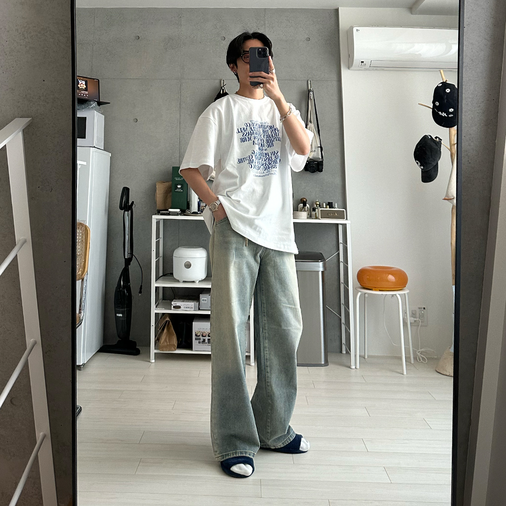 ユニセックス) ユニークウォッシュデニムパンツ | ファッション