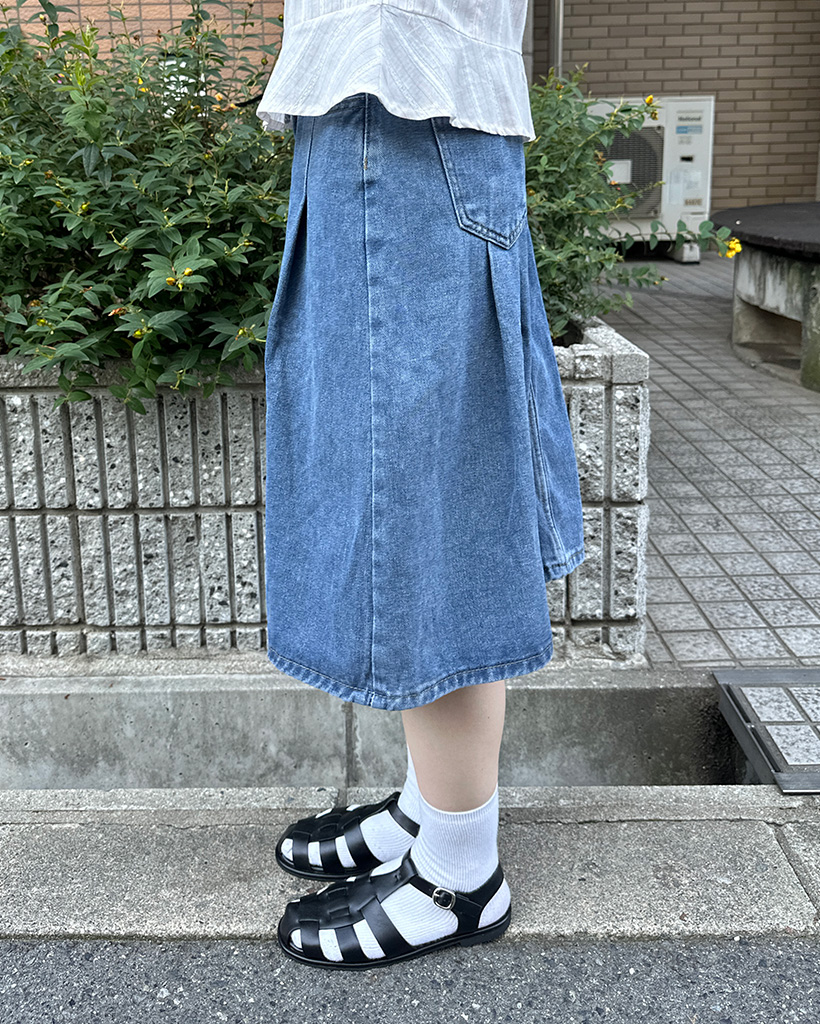 フレアデニムミドル丈スカート | ファッション通販サイト NUGU