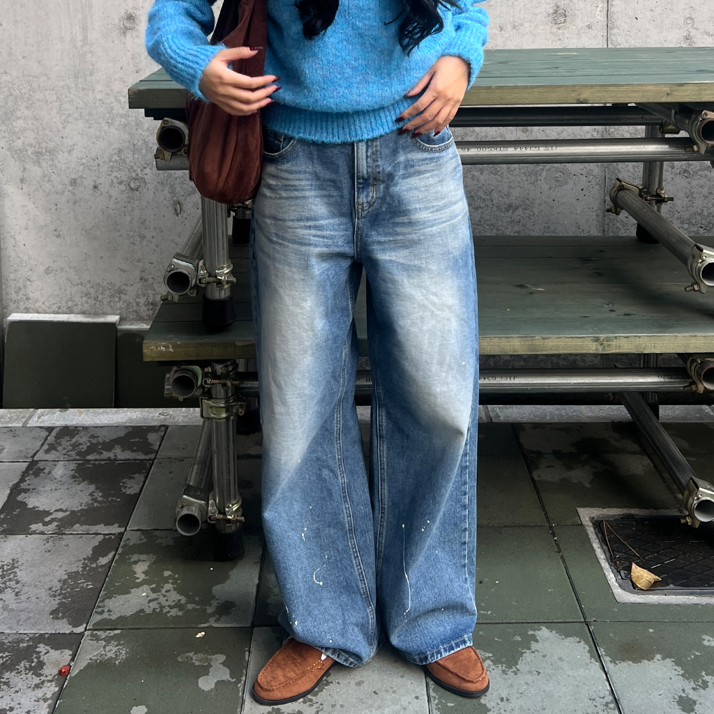 ペインティングウォッシュワイドデニムパンツ | ファッション