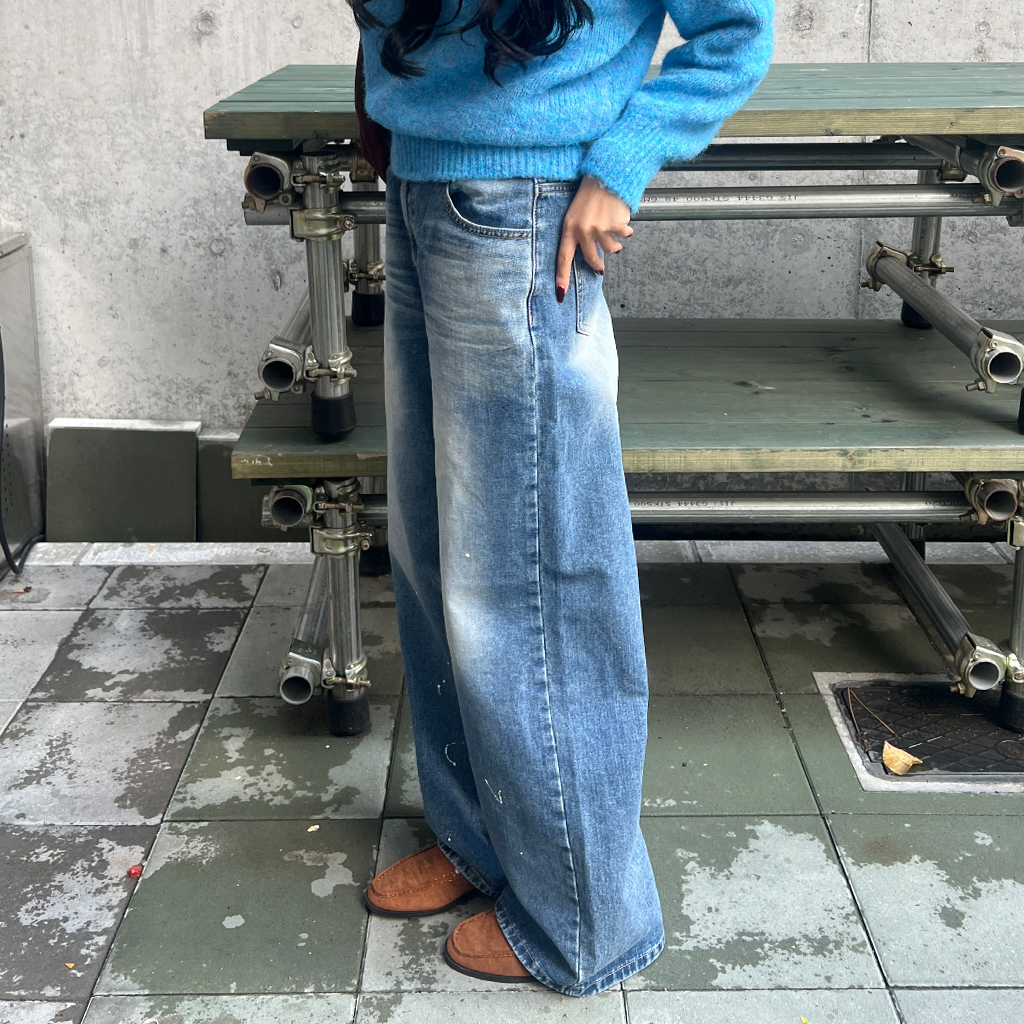 ペインティングウォッシュワイドデニムパンツ | ファッション