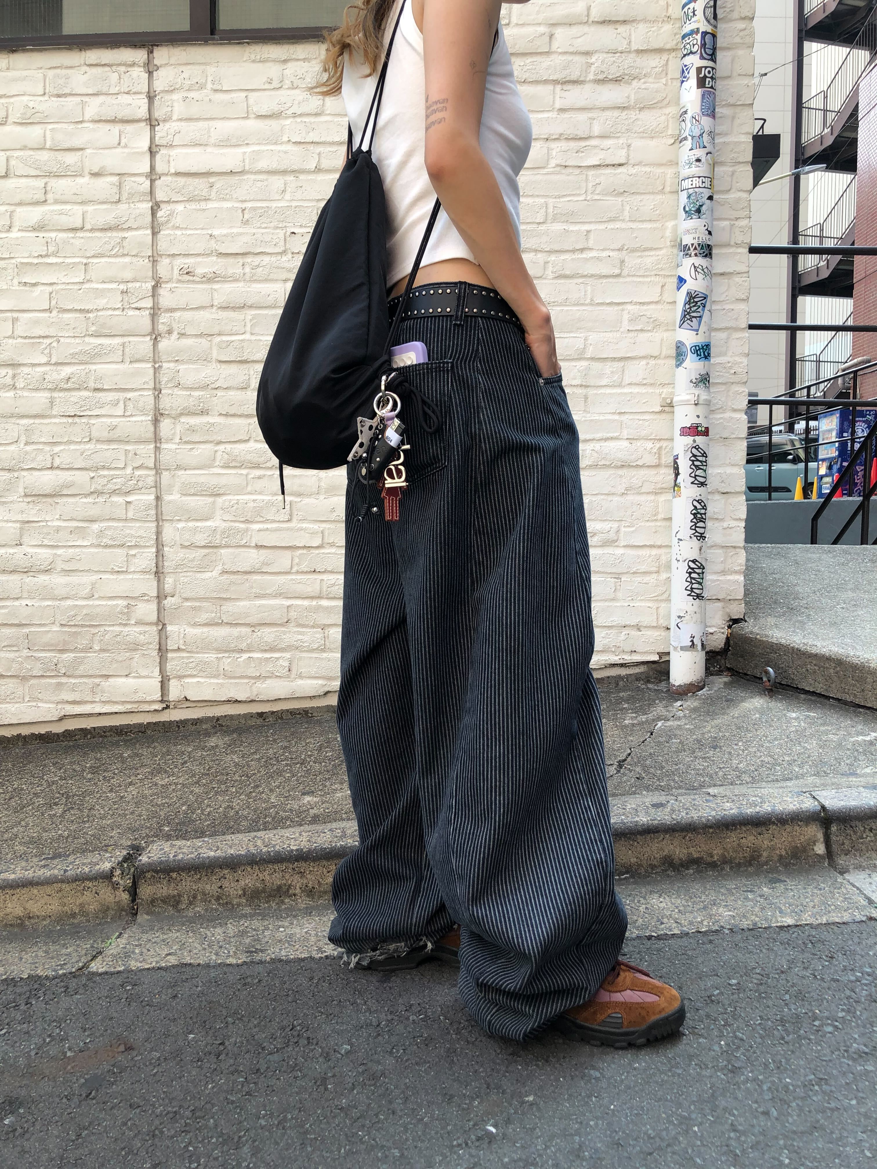 [BEST 50]ストライプワイドコットンパンツ