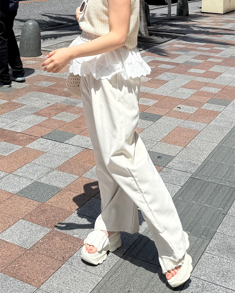 パンチングレースレイヤードワイドパンツ | ファッション通販